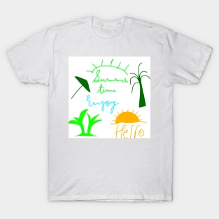 yellow blue green summer time background T-Shirt